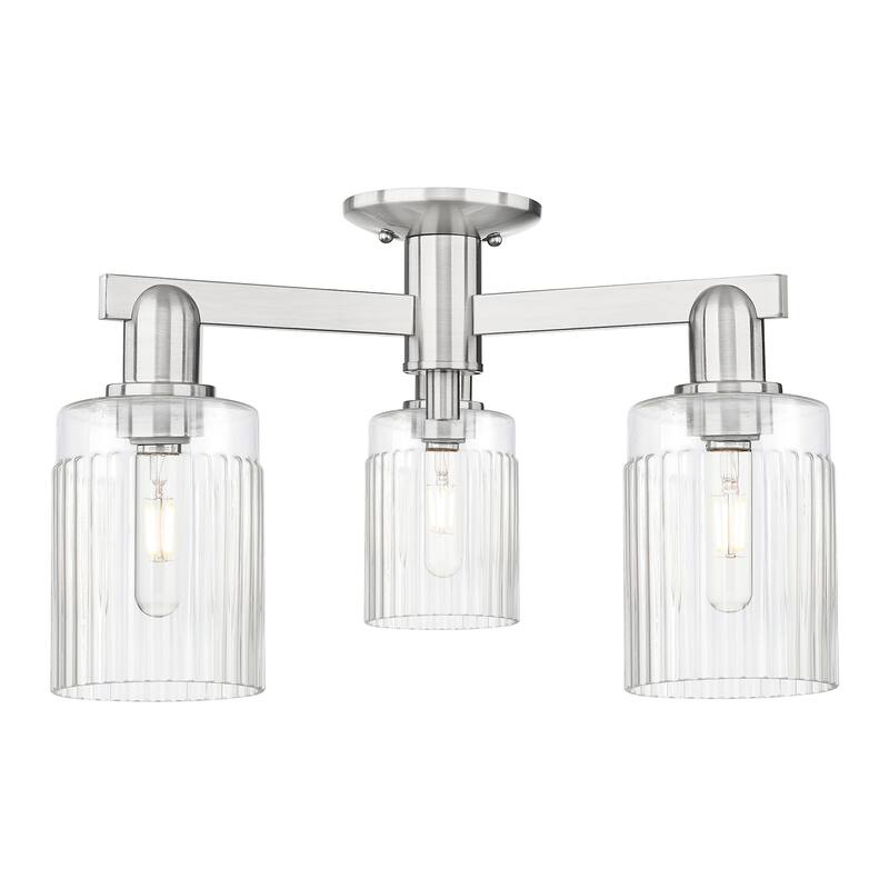 Innovations Lighting 716-3F-11-22 Hadley Semi-Flush Hadley 3 Light 22" - Brushed Satin Nickel / Clear