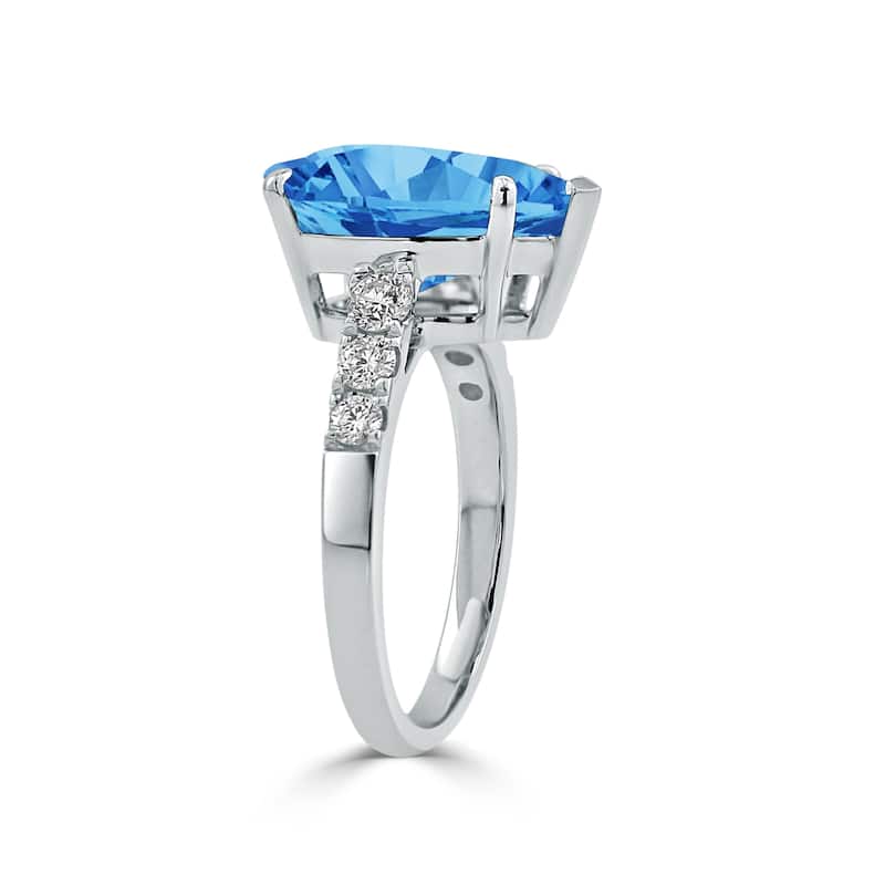Auriya 5 5/8ct Pear-cut Blue Topaz and Diamond Ring 3/8cttw 18K Gold