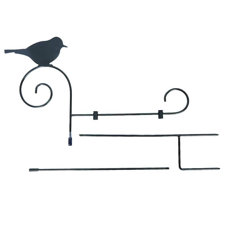 Alpine Corporation Decorative Garden Flag Holder Stakes, Outdoor Metal Flagpole Stands Design for Patio & Garden Décor