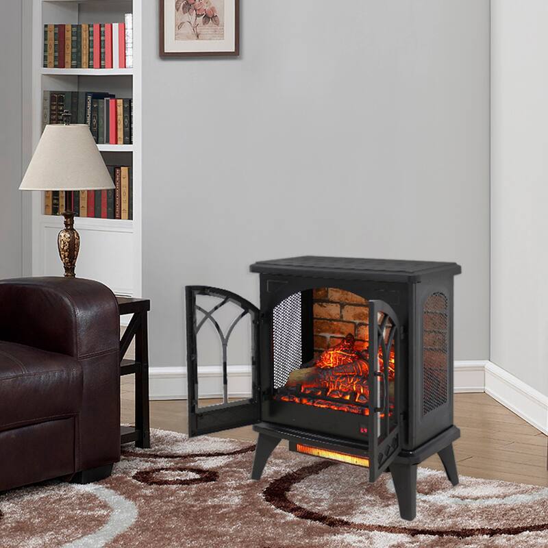 Infrared Quartz Fireplace with 3D Flame Effect, 24 Inch, Remote Control - Stylish Heating Solution