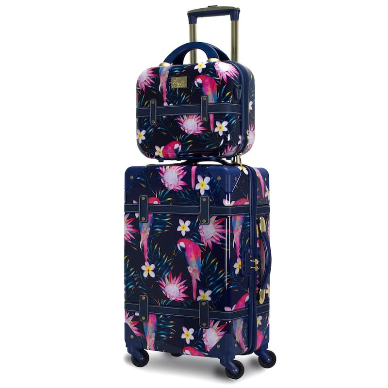 Gatsby Vintage Hardside Carry-On - NEW Airline Approved Luggage - Parrot-2 Piece Set
