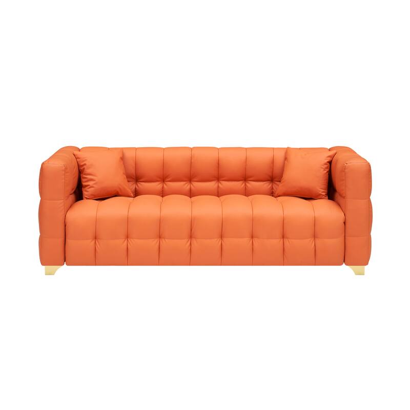 80"x29"x28" Orange Polyester Blend 3-Seat Sofa, Waterproof, Stain-Proof & Anti-Cat Paw