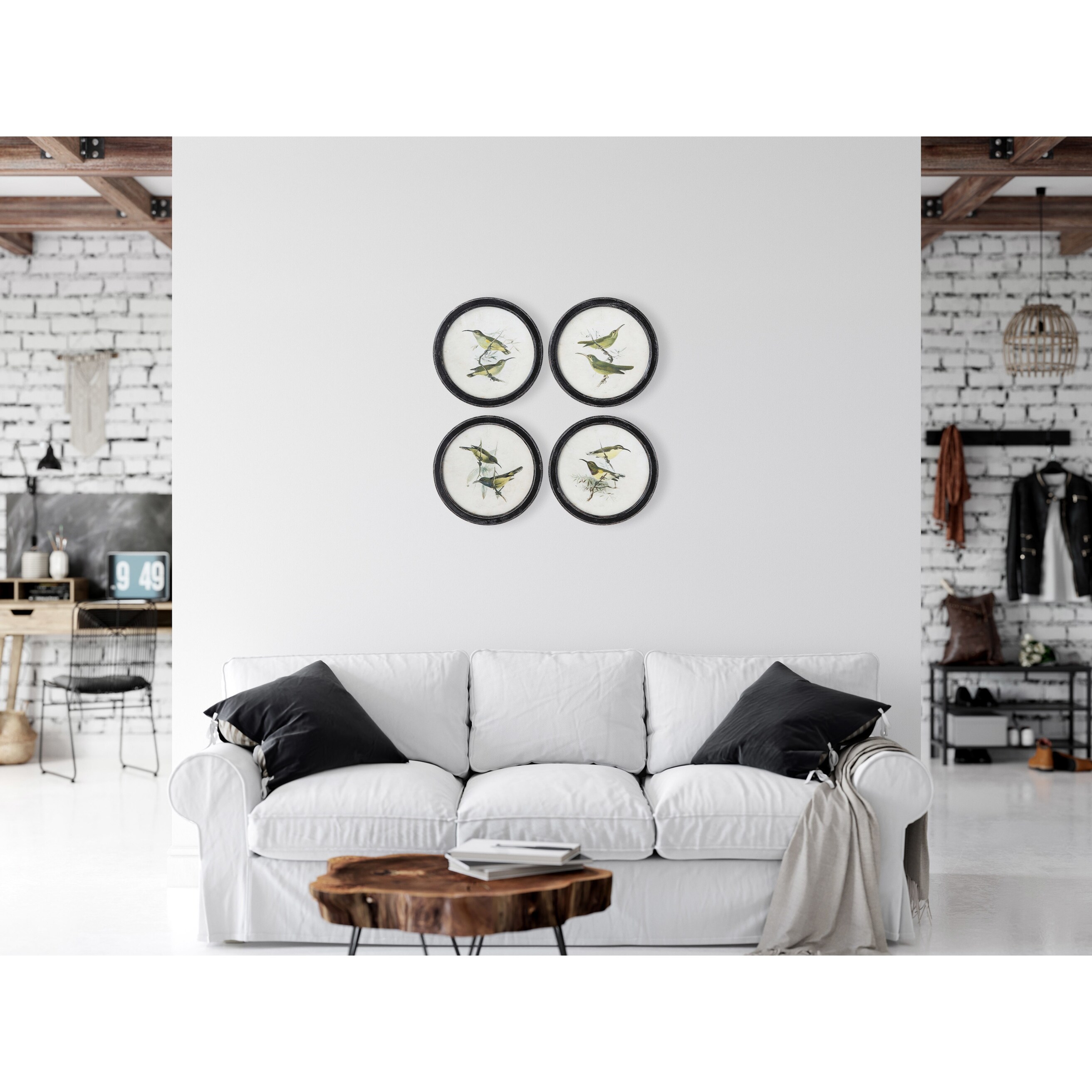 Shop Birds On Twigs Wall Decor In Distressed Black Round Frame