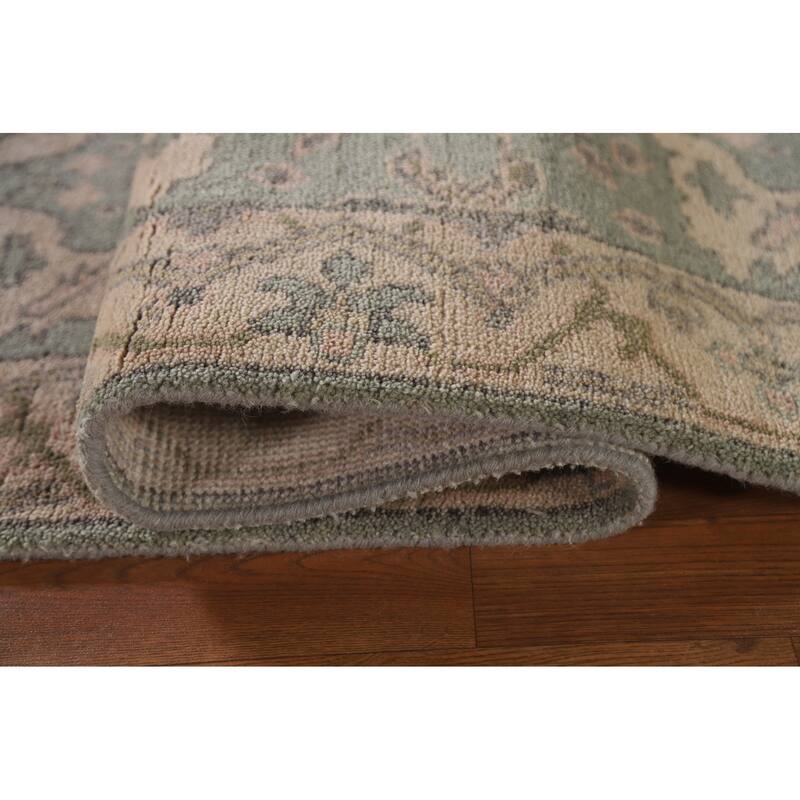 Green Oushak Indian Runner Rug Hand-knotted Wool Carpet - 2'6"x 9'11"