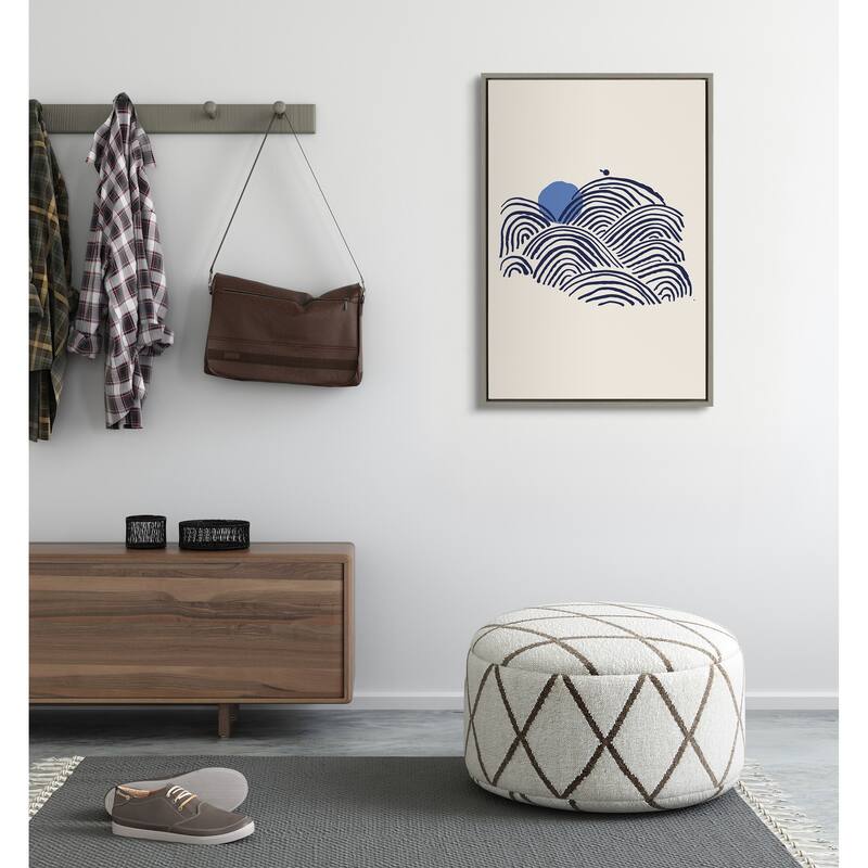 Kate and Laurel Sylvie Indigo Morning Framed Canvas by Hannah Beisang