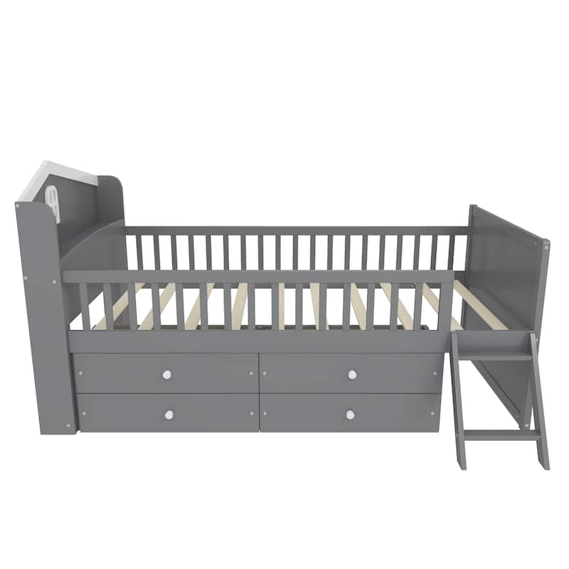 Twin Bed Frame with Storage 4 Drawers