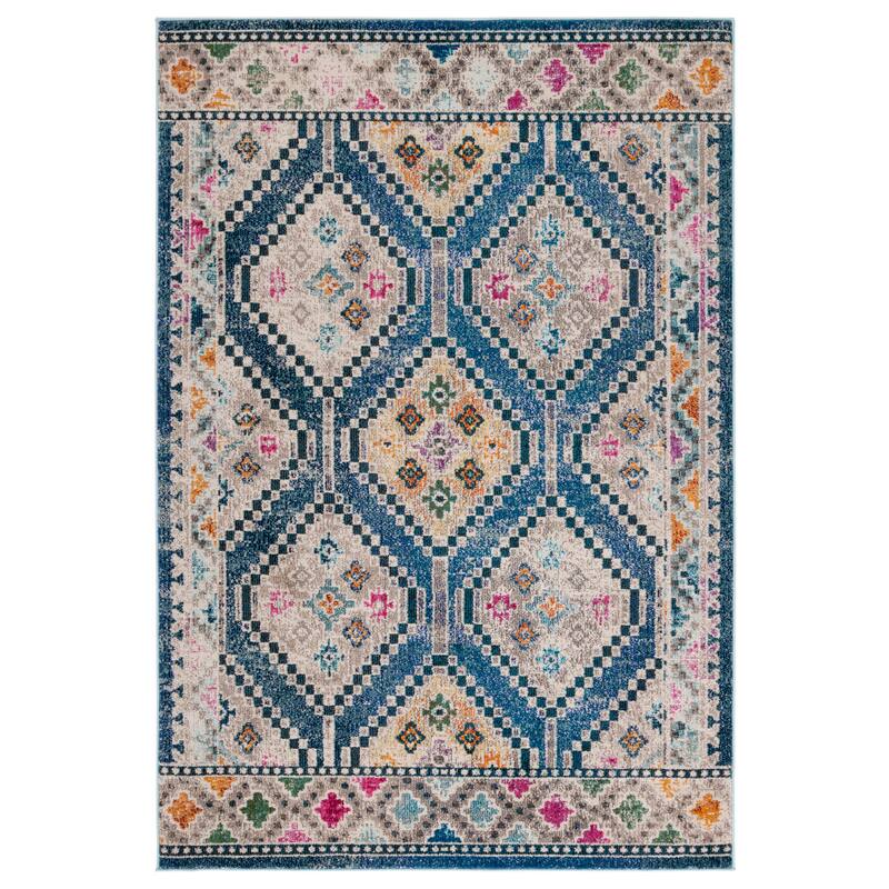 SAFAVIEH Madison Janell Boho Chic Rug - 5'3" x 7'6" - Blue/Beige