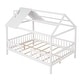 preview thumbnail 29 of 33, Full Size Wood House Bed with Fence, Playhouse Design for Kids, Sturdy Pine Construction, Customizable Decor