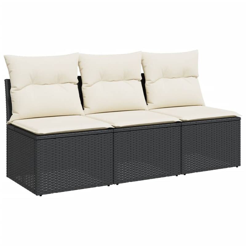 vidaXL Patio Sofa with Cushions Outdoor Seating Sectional Sofa Poly Rattan