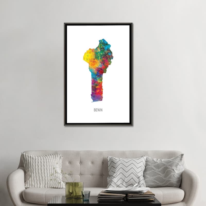 iCanvas "Benin Map" by Michael Tompsett Framed