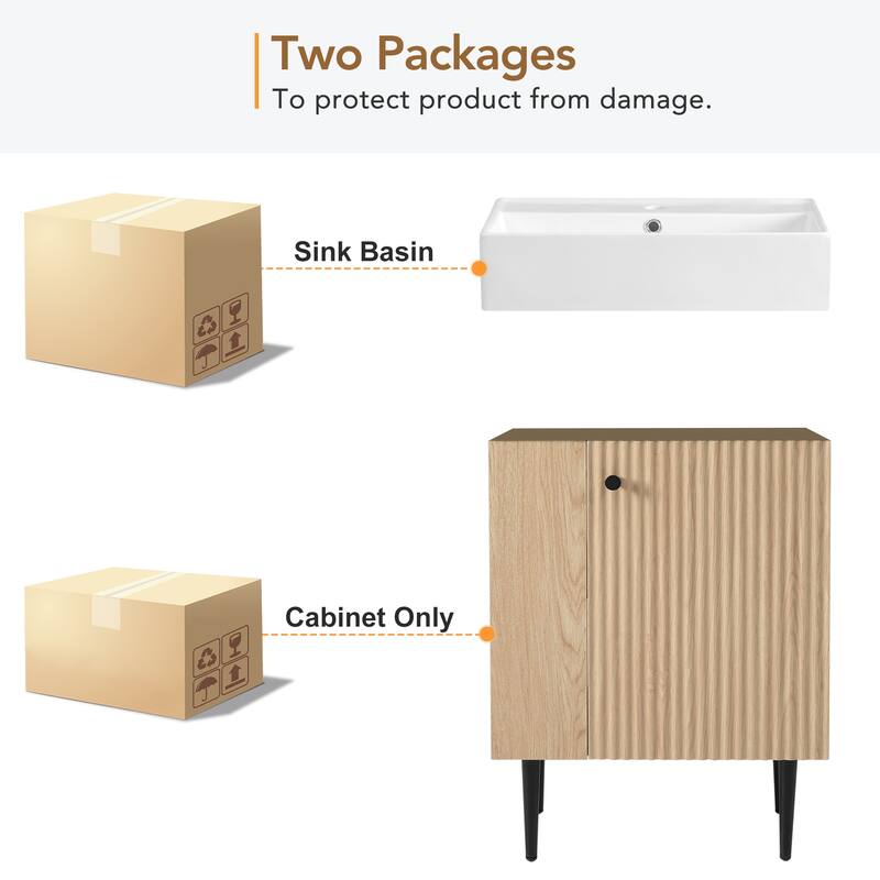 Bathroom Vanity with Sink, Freestanding Bathroom Vanity Cabinet, Storage Cabinet with Open Storage Shelf & Soft-Close Doors