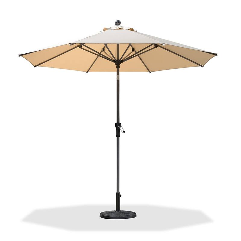 PURPLE LEAF Heavy-duty Crank and Tilt Table Umbrella Outdoor Patio Market Umbrella - 9ft-Beige