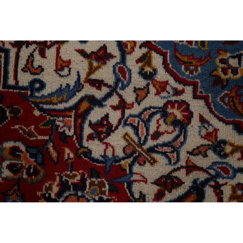 Vintage Traditional Kashan Persian Wool Area Rug Hand-knotted Carpet - 9'11" x 13'1"
