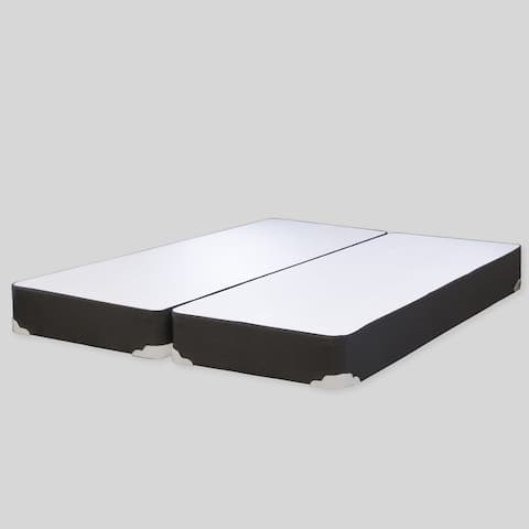 Onetan 8-Inch Wooden Box Spring, Low Profile Split Bed Foundation Ideal for Mattress, No Assembly Needed, White & black.
