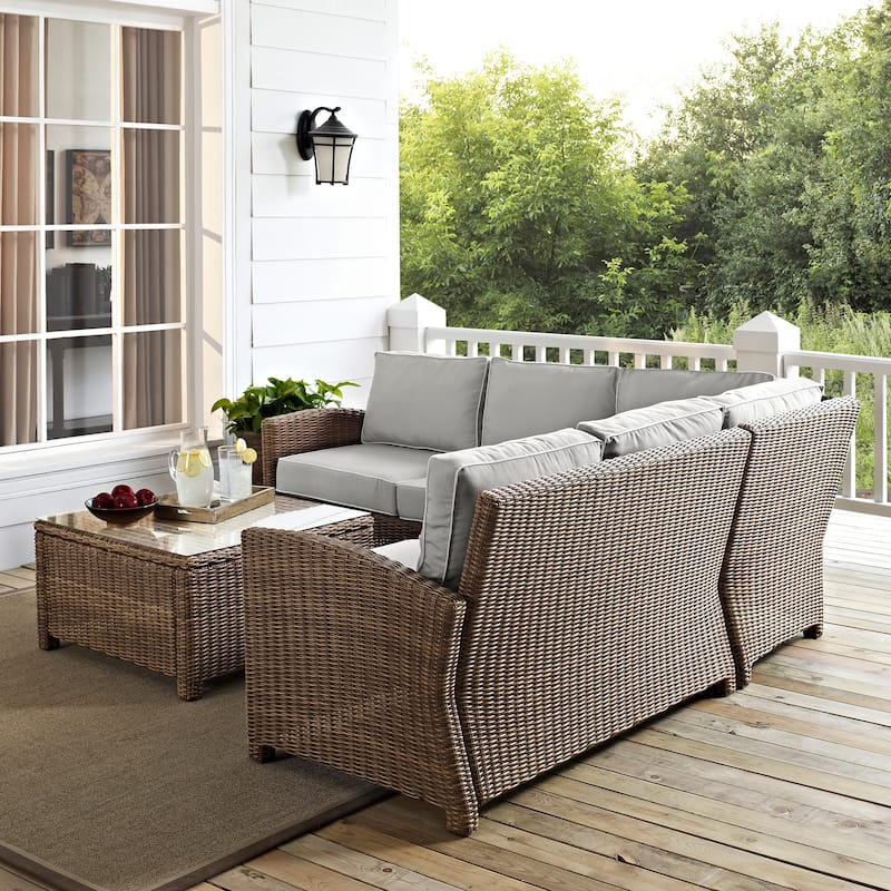 Crosley Bradenton 4Pc Outdoor Wicker Sectional Set