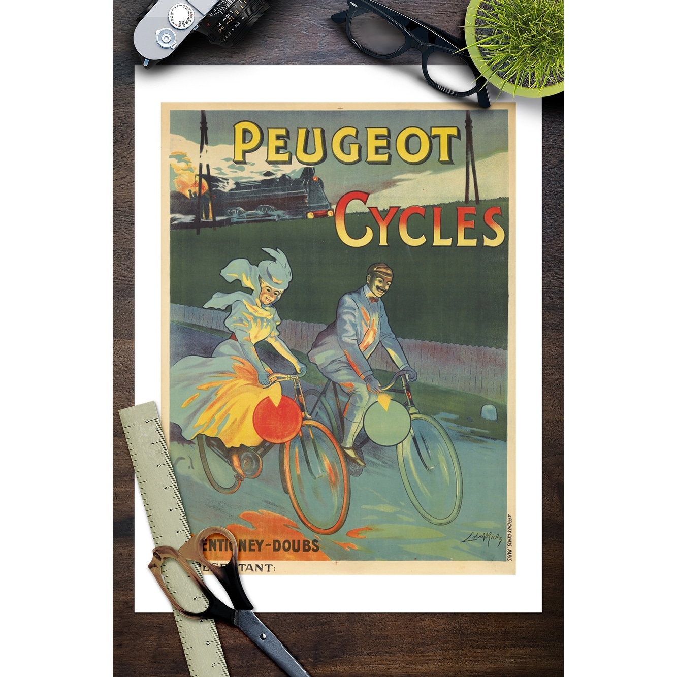 Peugeot Wall art. Vintage Cycling advertising Reproduction poster