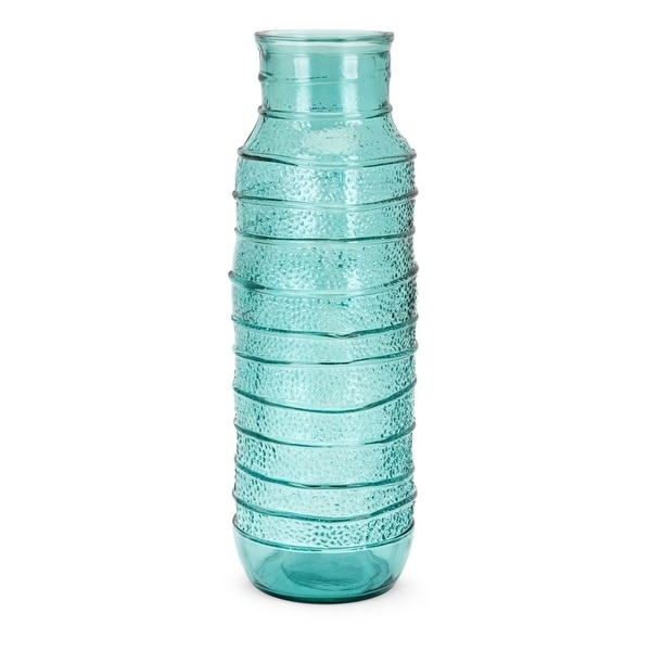 Large Wave Textured Recycled Glass Vase, Blue