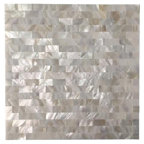 Art3d Mother of Pearl Shell Tile for Kitchen Backsplash/Bathroom White Rectangle,Seamless 10-Pack