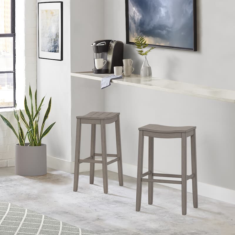 Hillsdale Furniture Fiddler Wood Backless Bar Height Stool, Aged Gray - 30"H x 18"W x 12"D - 30"H x 18"W x 12"D