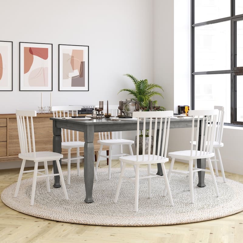 Classic Wood Dining Table with Decorative Sculpted Legs - Antique Gray