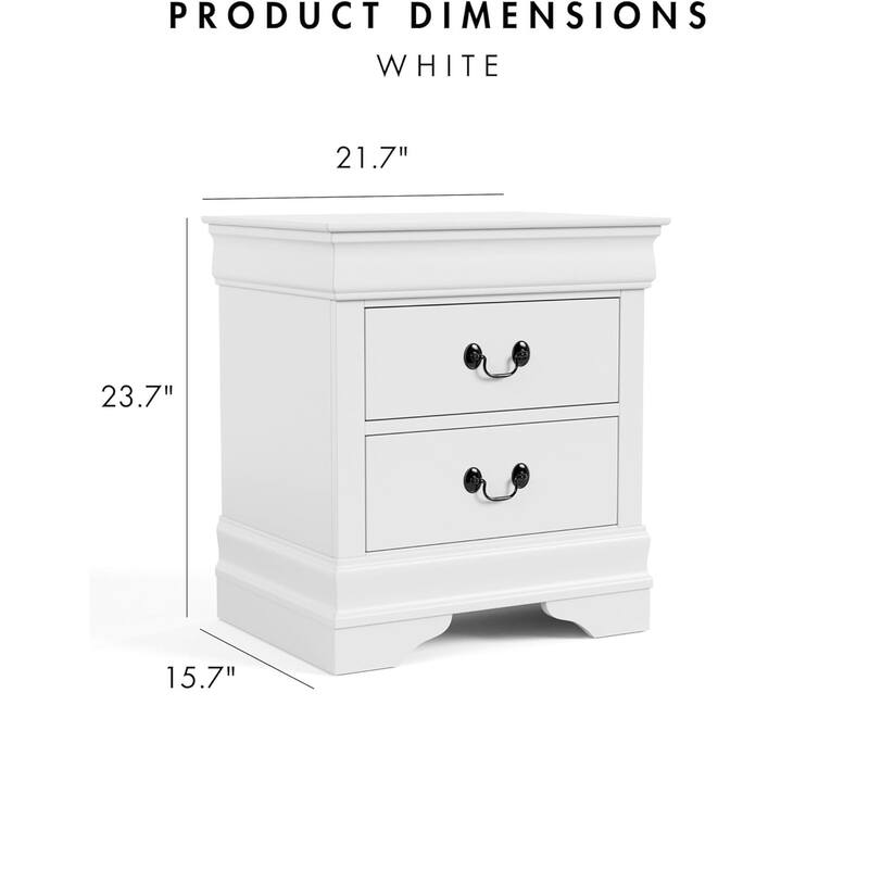 Transitional Nightstand - White Finish with Bracket Legs & Dovetail Drawers