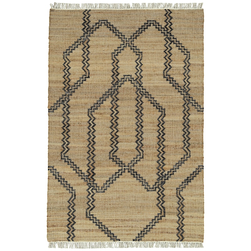 Natural Jute Black Hand-Made Indoor Area Rug - 8' x 10' - Navy