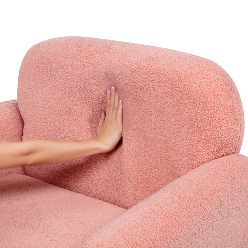 Teddy Fleece Accent Chair with Pillow for Living Room/Bedroom (350lb Capacity)
