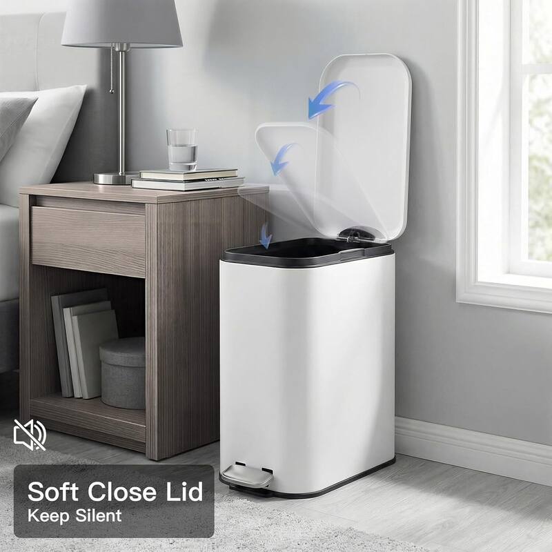 3.72 Gallons Trash Can, Step Garbage Can for Bathroom, Bedroom, Office, Kitchen