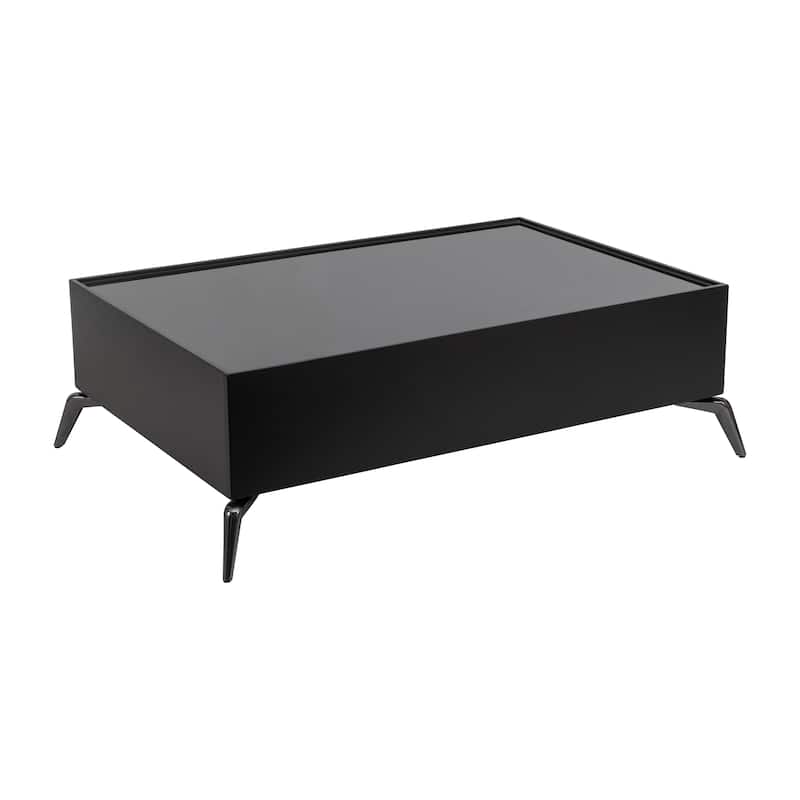 Sagebrook Home Wood/glass, 47x16" Coffee Table, Black - Ideal for Elegant Entertaining - 47" x 32" x 16"