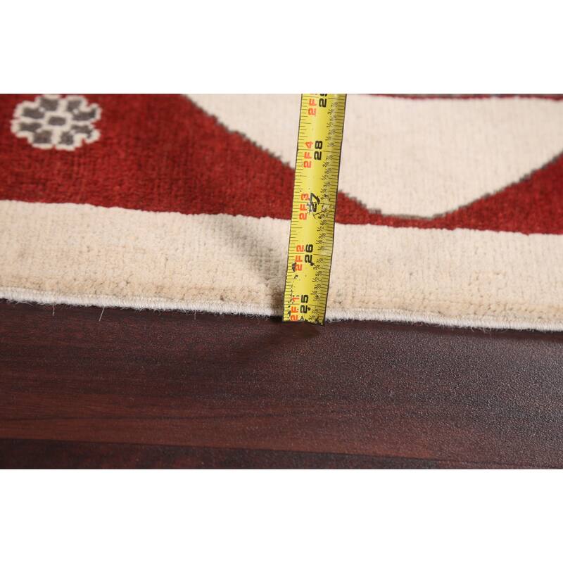 Geometric Gabbeh Kashkoli Area Rug Hand-knotted Oriental Wool Carpet - 6'1" x 8'11"