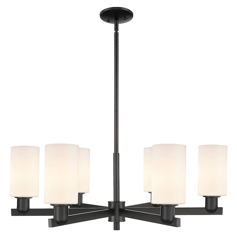 Innovations Lighting Endless Possibilities Arcadia - Clymer - 6 Light 34" Stem Hung Chandelier - Matte White/Matte Black