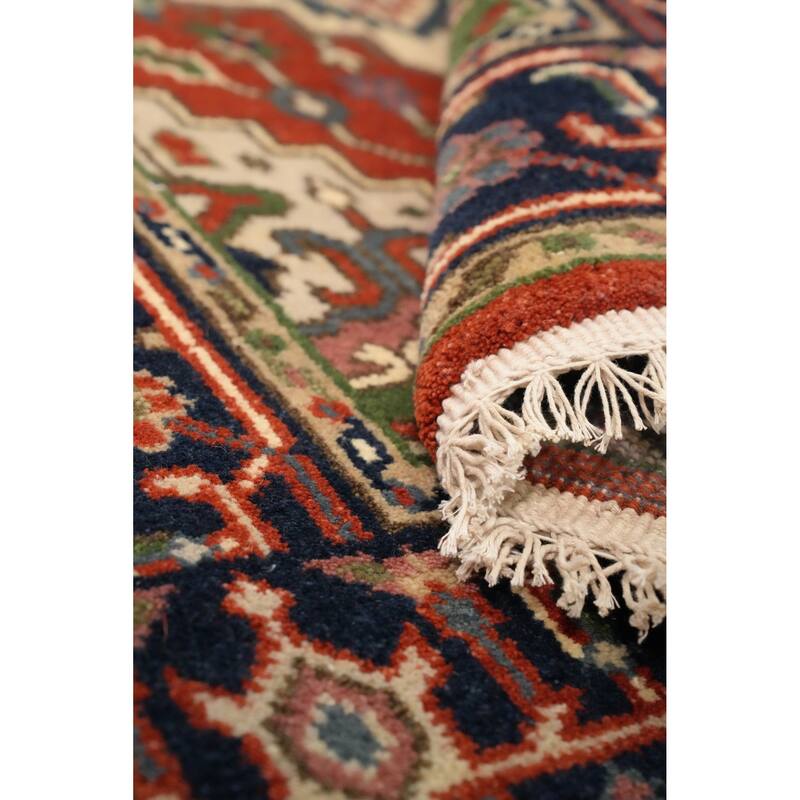 Hand Knotted Oriental 100% Wool Carpet Traditional Medallion Oranges & Rust Heriz (serapi) Area Rug - 5' 2'' X 2' 10''