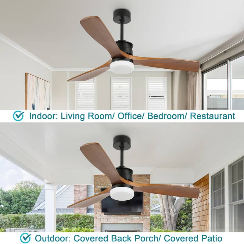Oaks Aura Gamay 52 in. LED Indoor Solid Wood Reversible Scandi-Japanese Ceiling Fan With Latest DC Motor Technology