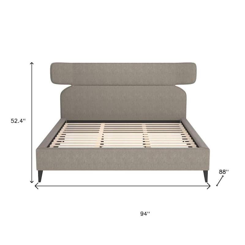 HomeRoots Brown Solid Wood And Upholstery King Bed Frame