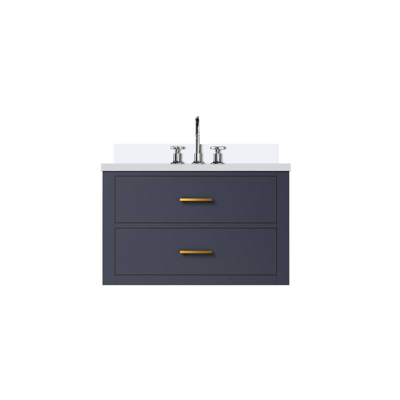 Castor Bath Vanity with Quartz Top, Sink and Faucet - 30 inch - Blue