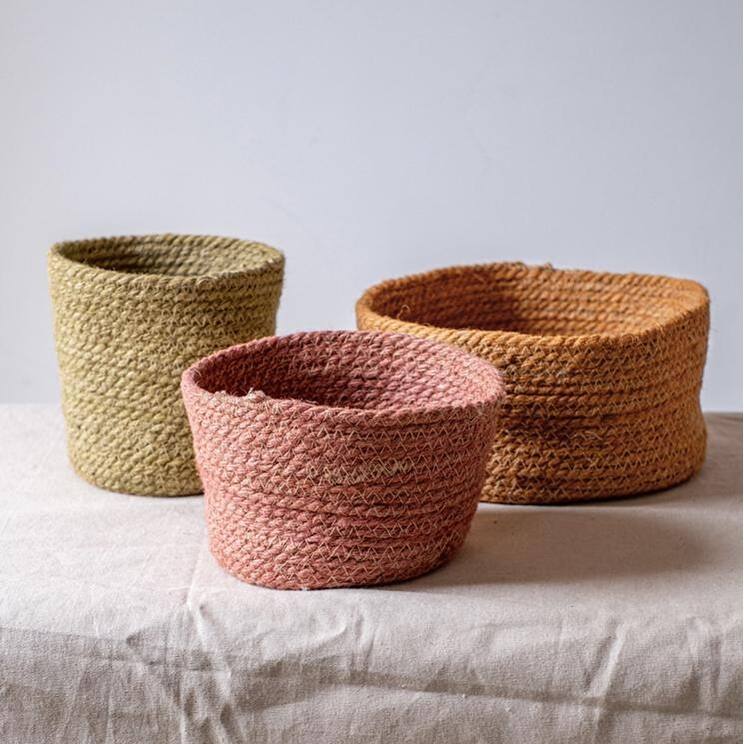 RusticReach Cotton Rope Woven Basket Desktop Organizer