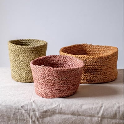 RusticReach Cotton Rope Woven Basket Desktop Organizer