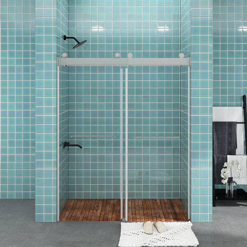 48/60/72 in. W Sliding Frameless Shower Door in Chrome with Tempered glass - 48" x 76"