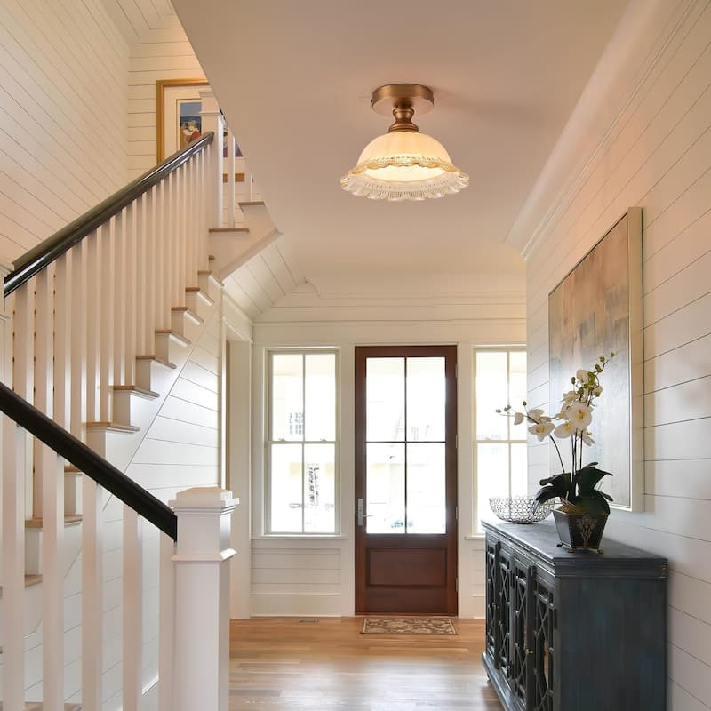 1 light ceiling light brass, glass fixture light metal ‎living room light