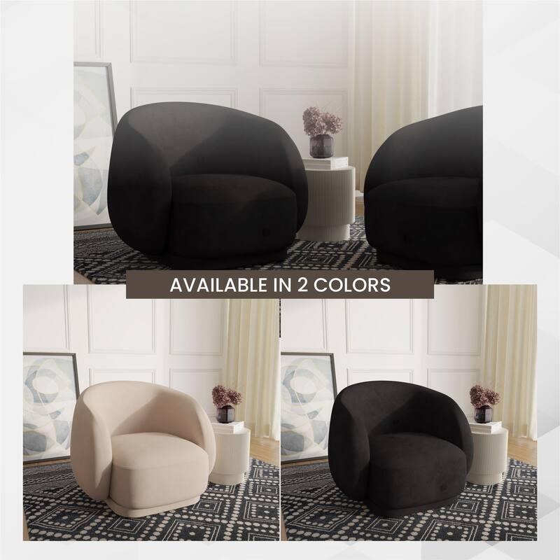Faze Mid-Century Velvet Barrel Accent Chair with Solid Wood Frame, Plush Foam Cushion, No Assembly Required