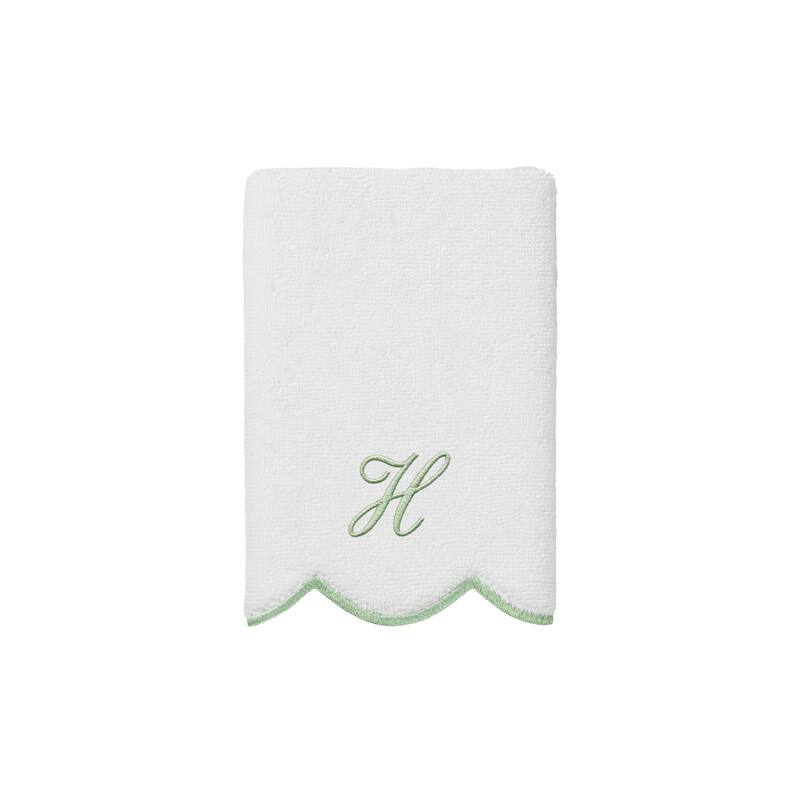 Authentic Hotel and Spa 100% Turkish Cotton Green ADORNIA Scallop Personalized 3 Piece Towel Set - 3 Piece Set