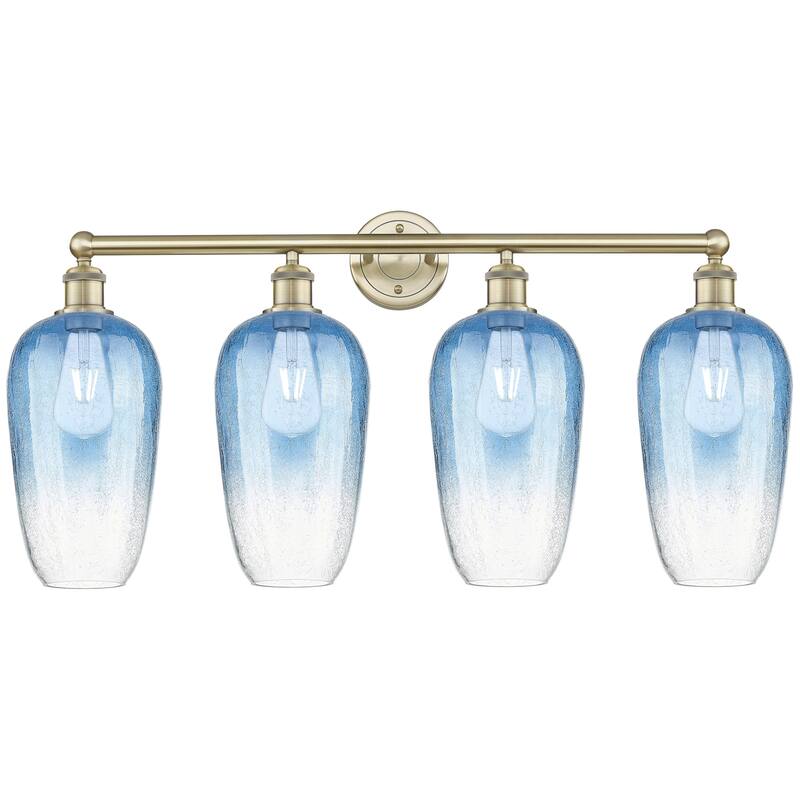 Innovations Lighting 616-4W-18-34 Brookhaven Flute Vanity Brookhaven - Antique Brass / Sapphire Blue