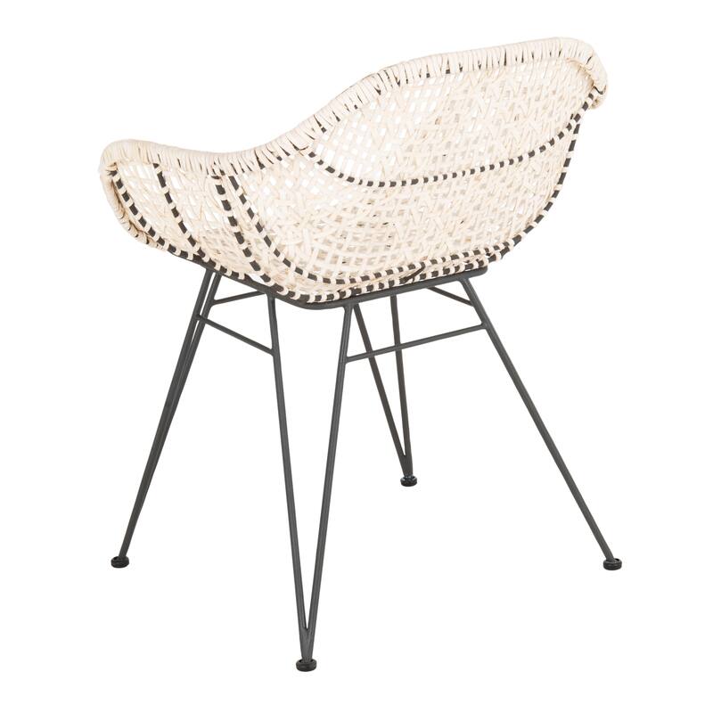 SAFAVIEH Verena Woven White Leather/Metal Dining Chair - 23.6" x 21.7" x 34" - 24Wx22Dx34H
