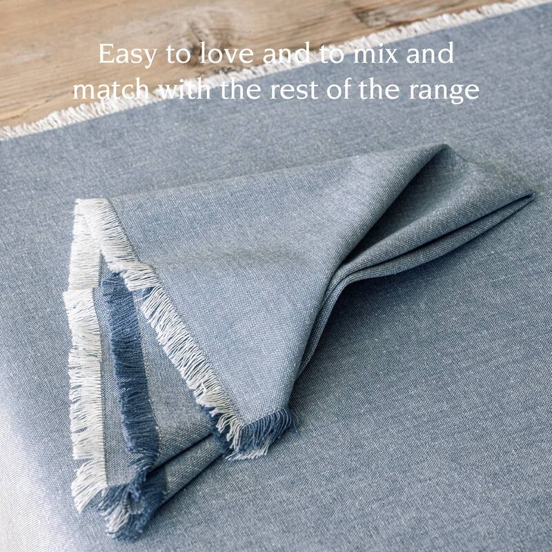 over&back Woven Frayed Chambray Cotton Cloth Napkins - Machine Washable - Set of 4