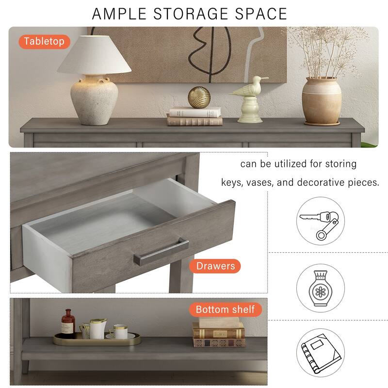 Contemporary 3-Drawer Console Table with 1 Shelf