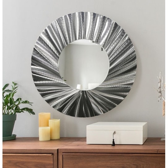 Statements2000 Silver Metal Wall Mirror Art Accent Decor by Jon Allen - Mirror 118