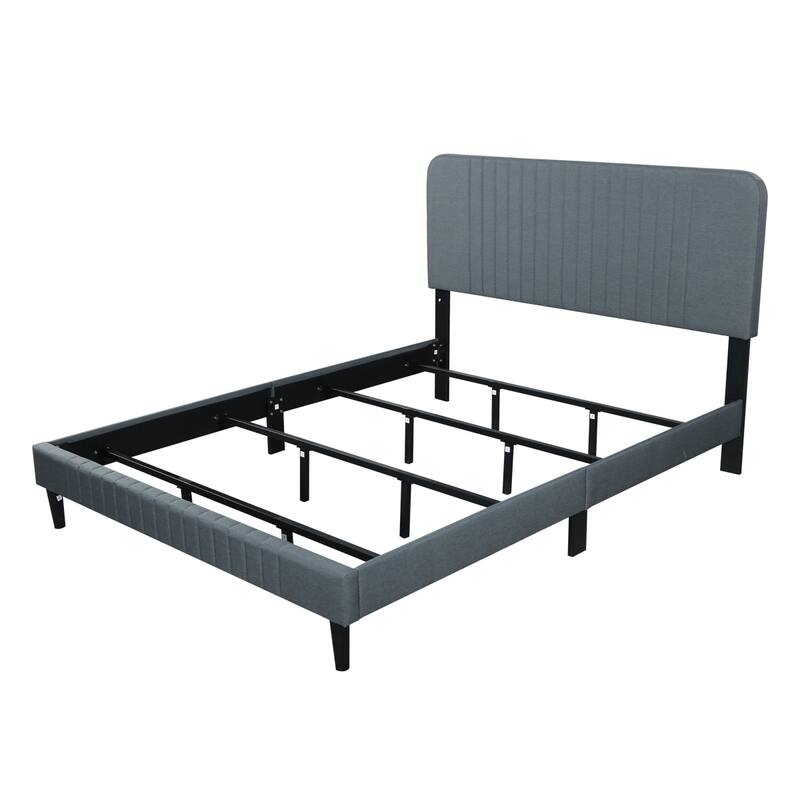 Linen Platform Bed with Metal Slat Frame, No Box Spring Required, 1012