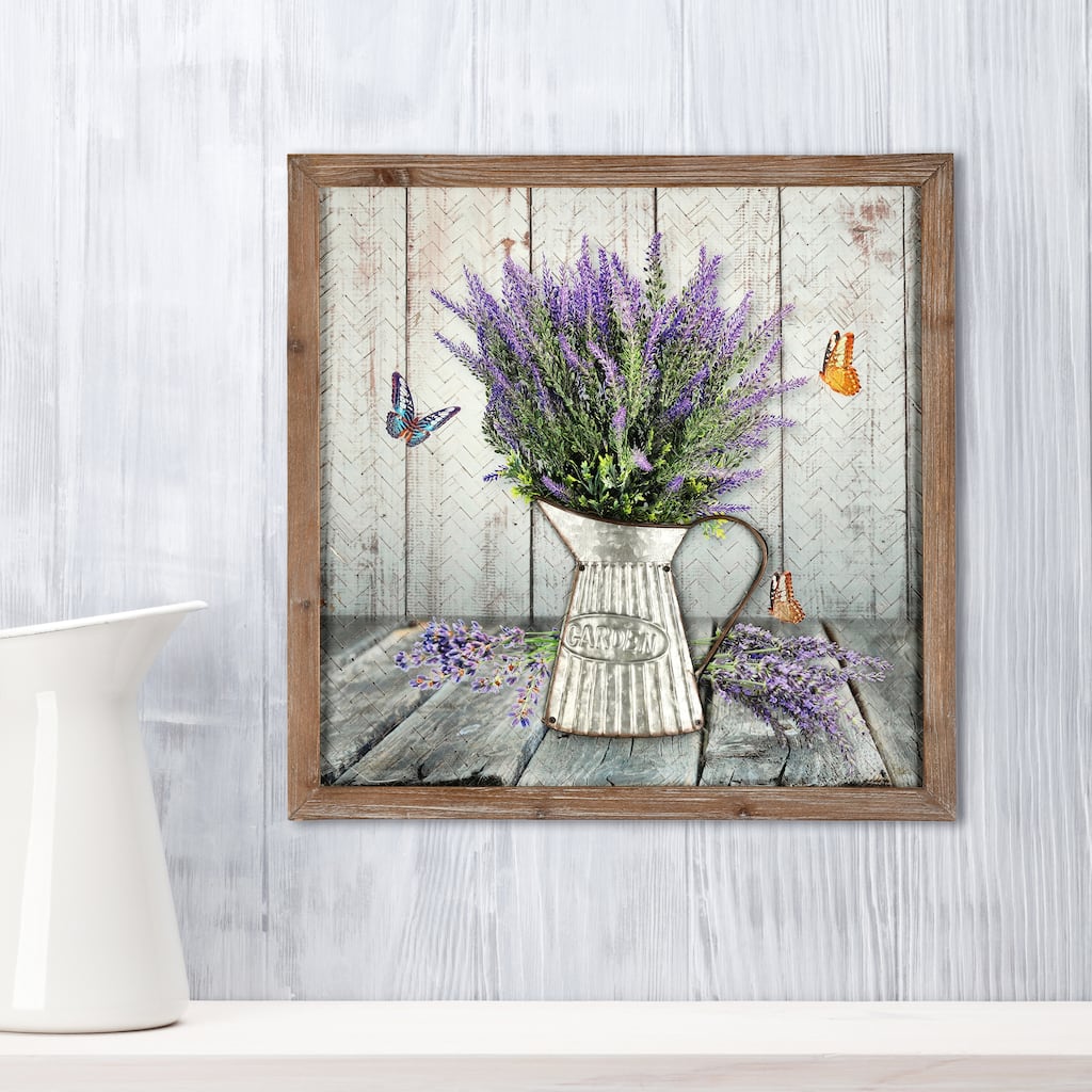 19.5x19.5" Wood And Bamboo Weave Lavender Frame