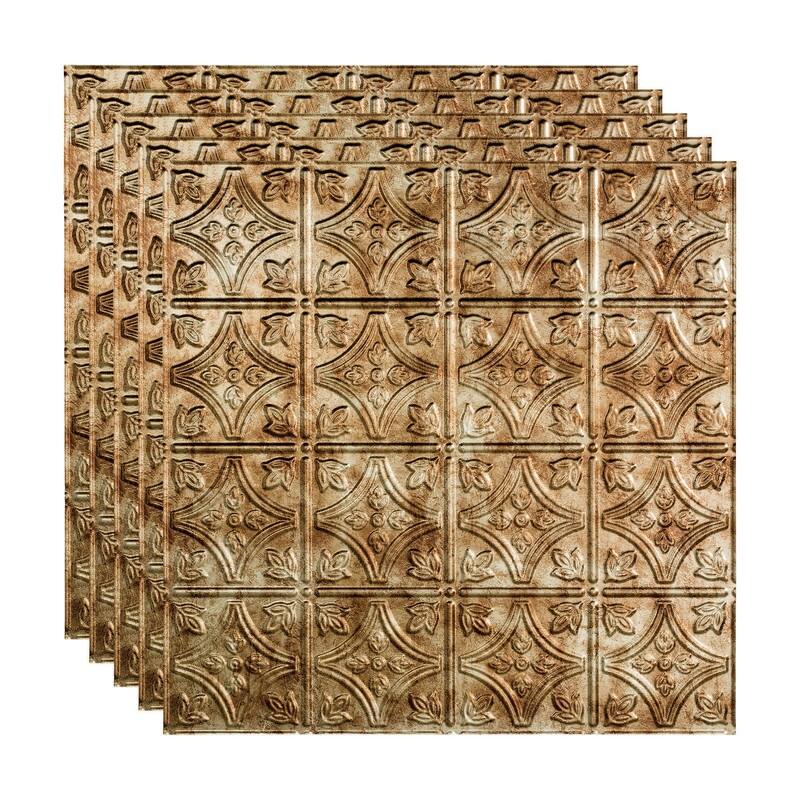 FASÄDE Traditional Style 1 Decorative Vinyl 2ft x 2ft Lay in Ceiling Panel in Bermuda Bronze (5 Pack) - 5 Pack - Bermuda Bronze