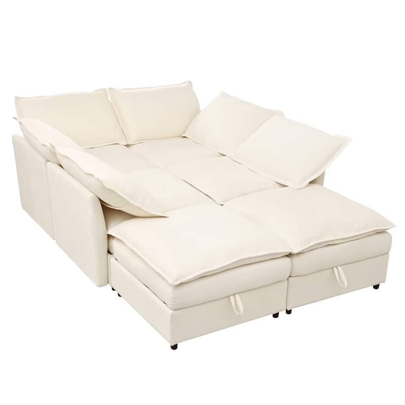 Christopher Knight Home 126" Modular Sectional Sofa with Storage - 126" x 63" x 35"